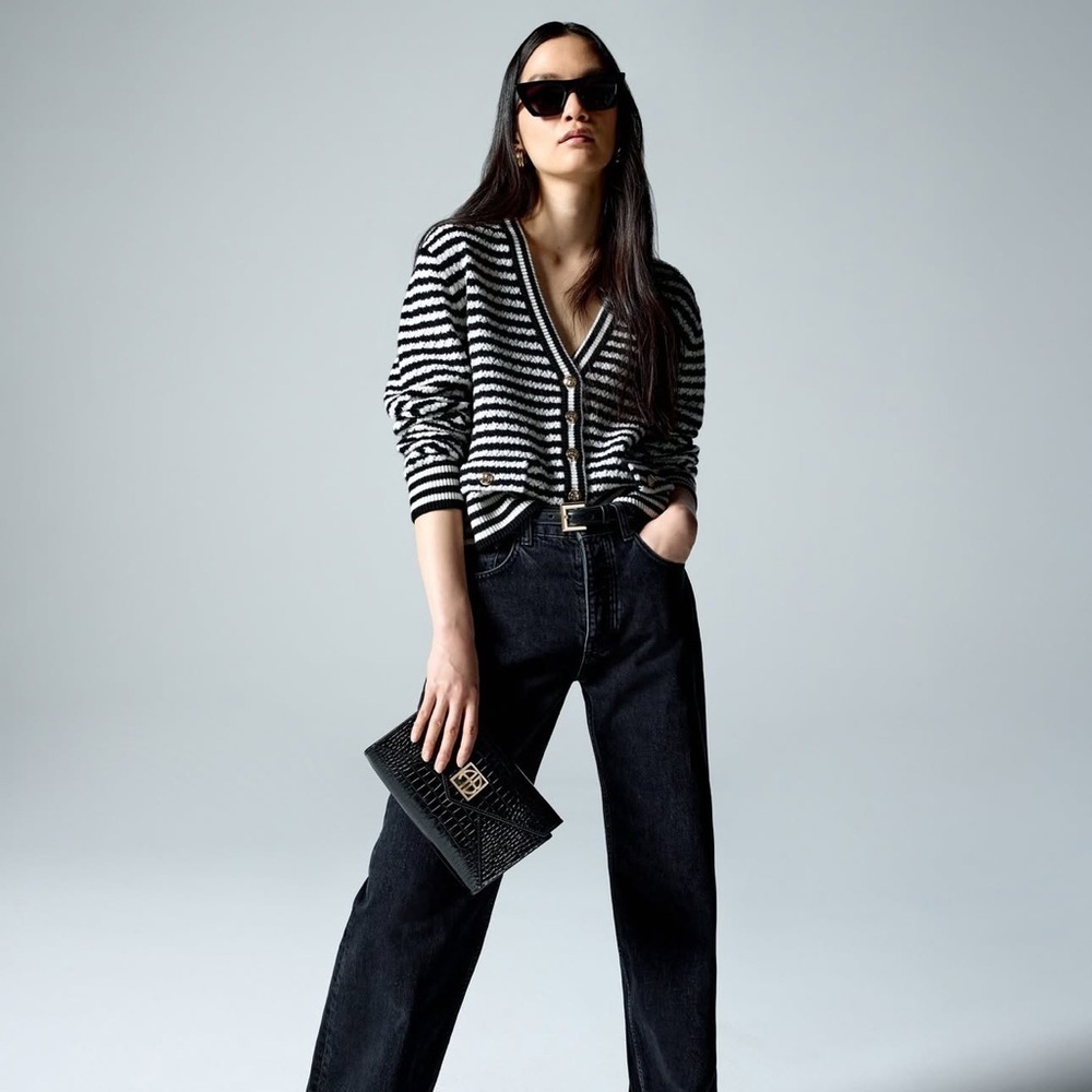 ANINE BING NWT Gwen Stripe Cardigan L